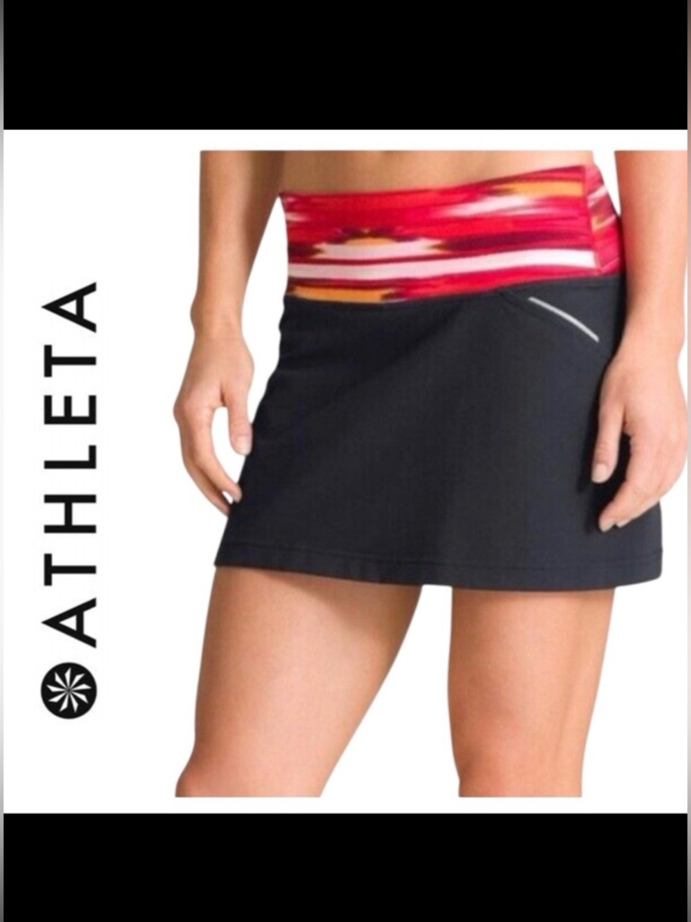 Athleta Airbrush Relay Athletic Skort Size Large Workout Casual Tennis Red Black